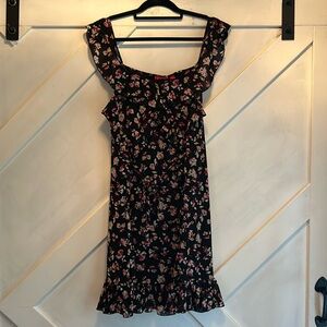 Elle Black Floral Ruffle Dress